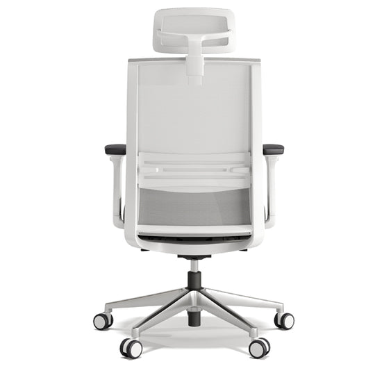 Axel Beyaz plastik iskeletli file döşemeli hareketli kollu ayarlanabilir mekanizmalı ofis yönetici koltuğu müdür koltuğu fileli koltuk