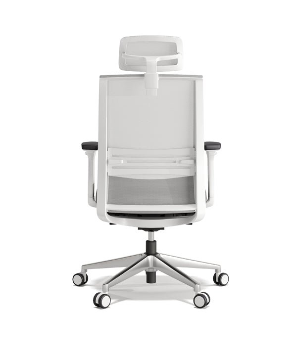 Axel Beyaz plastik iskeletli file döşemeli hareketli kollu ayarlanabilir mekanizmalı ofis yönetici koltuğu müdür koltuğu fileli koltuk