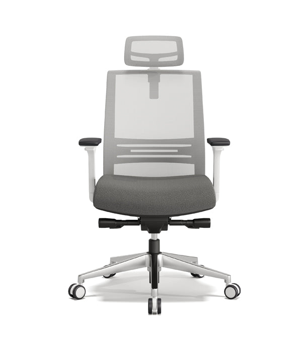 Axel Beyaz plastik iskeletli file döşemeli hareketli kollu ayarlanabilir mekanizmalı ofis yönetici koltuğu müdür koltuğu fileli koltuk