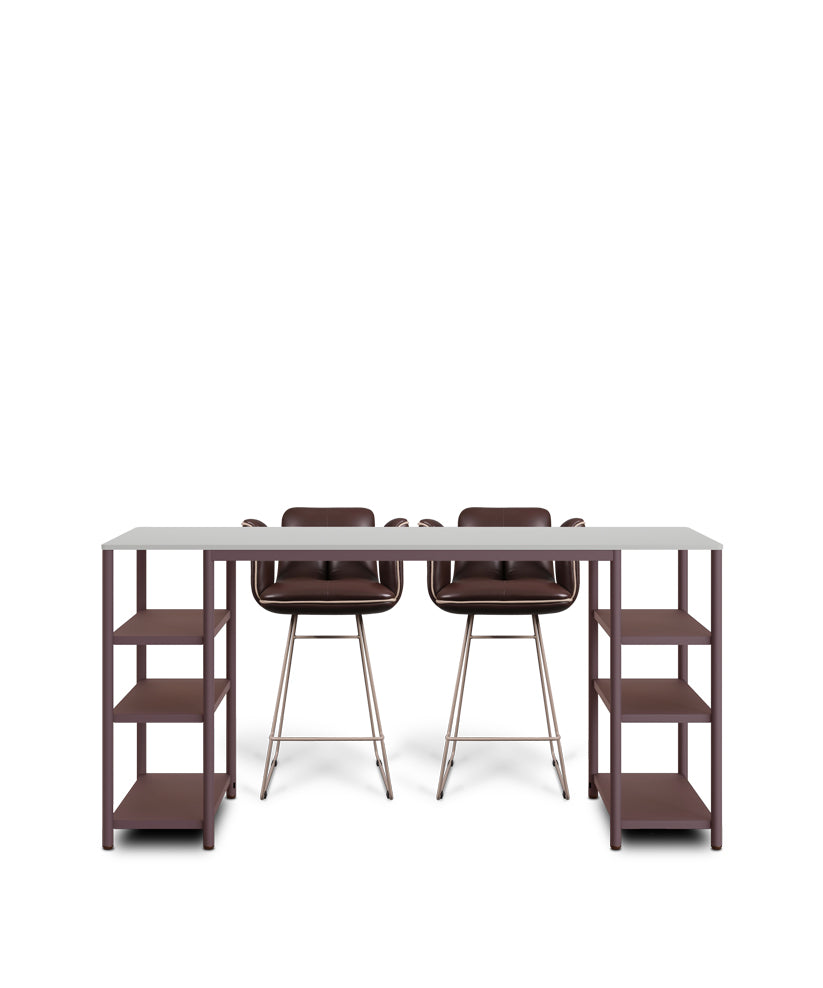 Cage Çift Raflı Yüksek Masa Bar masası yüksek çalışma masası çift taraflı raflı saklama alanlı masa yüksek masa