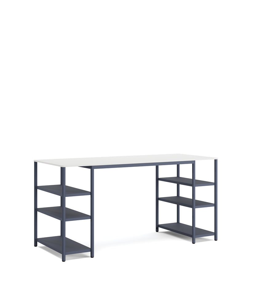 Cage Çift Raflı Yüksek Masa Bar masası yüksek çalışma masası çift taraflı raflı saklama alanlı masa yüksek masa