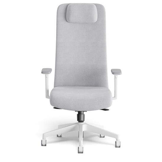 Vive beyaz iskeletli başlıklı yönetici müdür koltuğu fileli koltuk ayarlanabilir kollu beyaz ayaklı