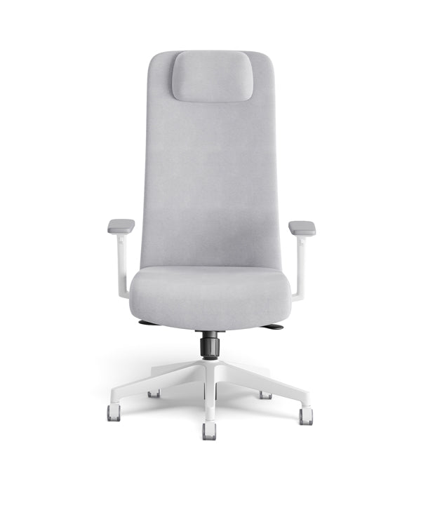 Vive beyaz iskeletli başlıklı yönetici müdür koltuğu fileli koltuk ayarlanabilir kollu beyaz ayaklı