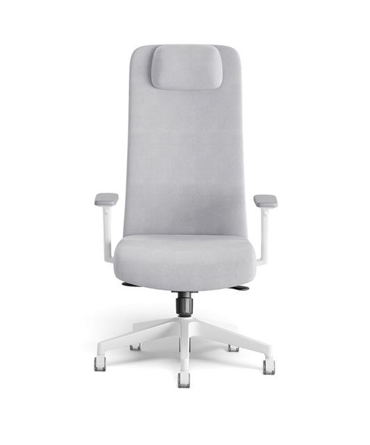 Vive beyaz iskeletli başlıklı yönetici müdür koltuğu fileli koltuk ayarlanabilir kollu beyaz ayaklı