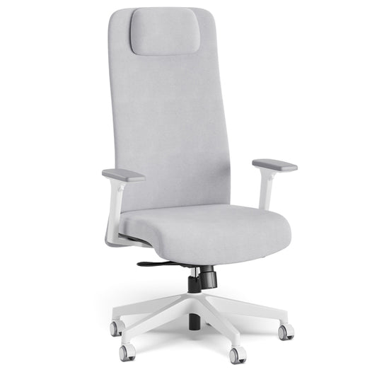 Vive beyaz iskeletli başlıklı yönetici müdür koltuğu fileli koltuk ayarlanabilir kollu beyaz ayaklı
