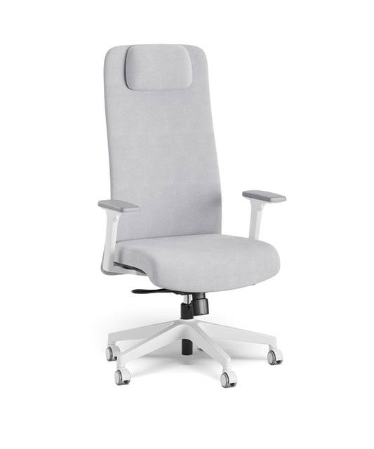 Vive beyaz iskeletli başlıklı yönetici müdür koltuğu fileli koltuk ayarlanabilir kollu beyaz ayaklı